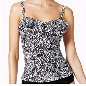 Island Escape Tahiti Tankini  Sz 6 Black White